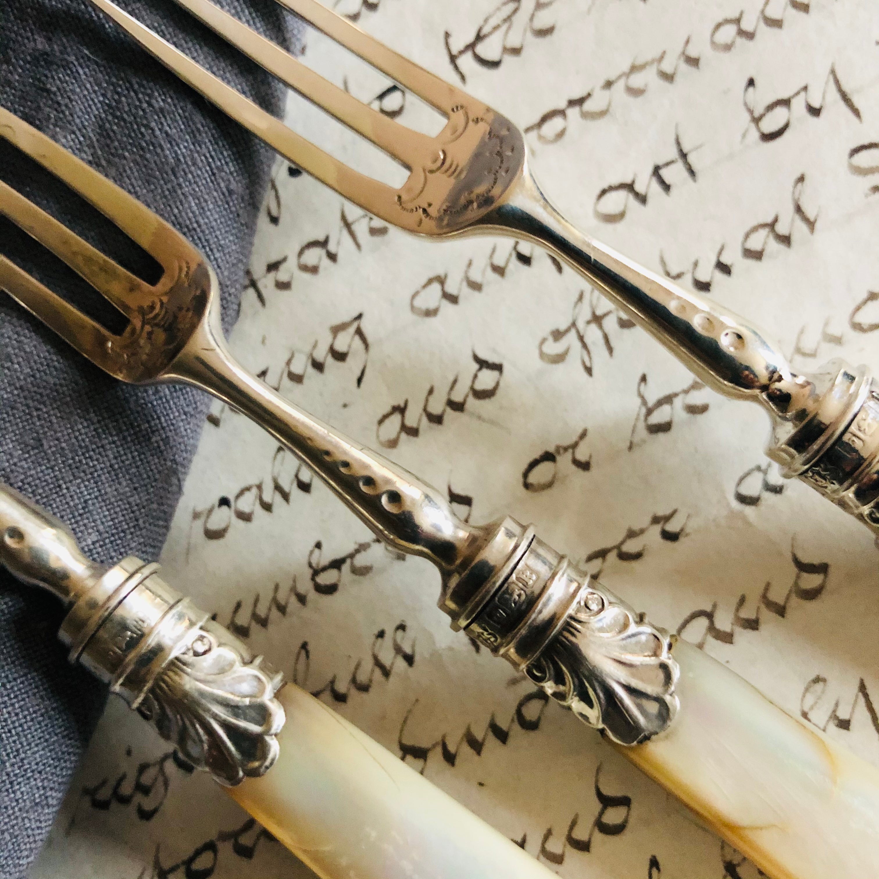 Sterling silver dessert on sale forks