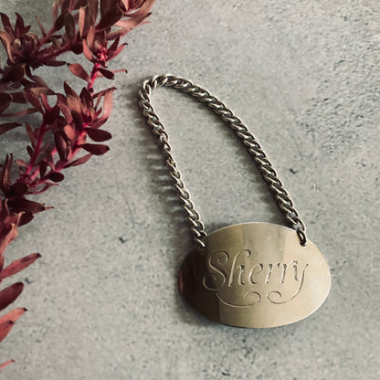 Sterling Silver Sherry Decanter Bottle Label