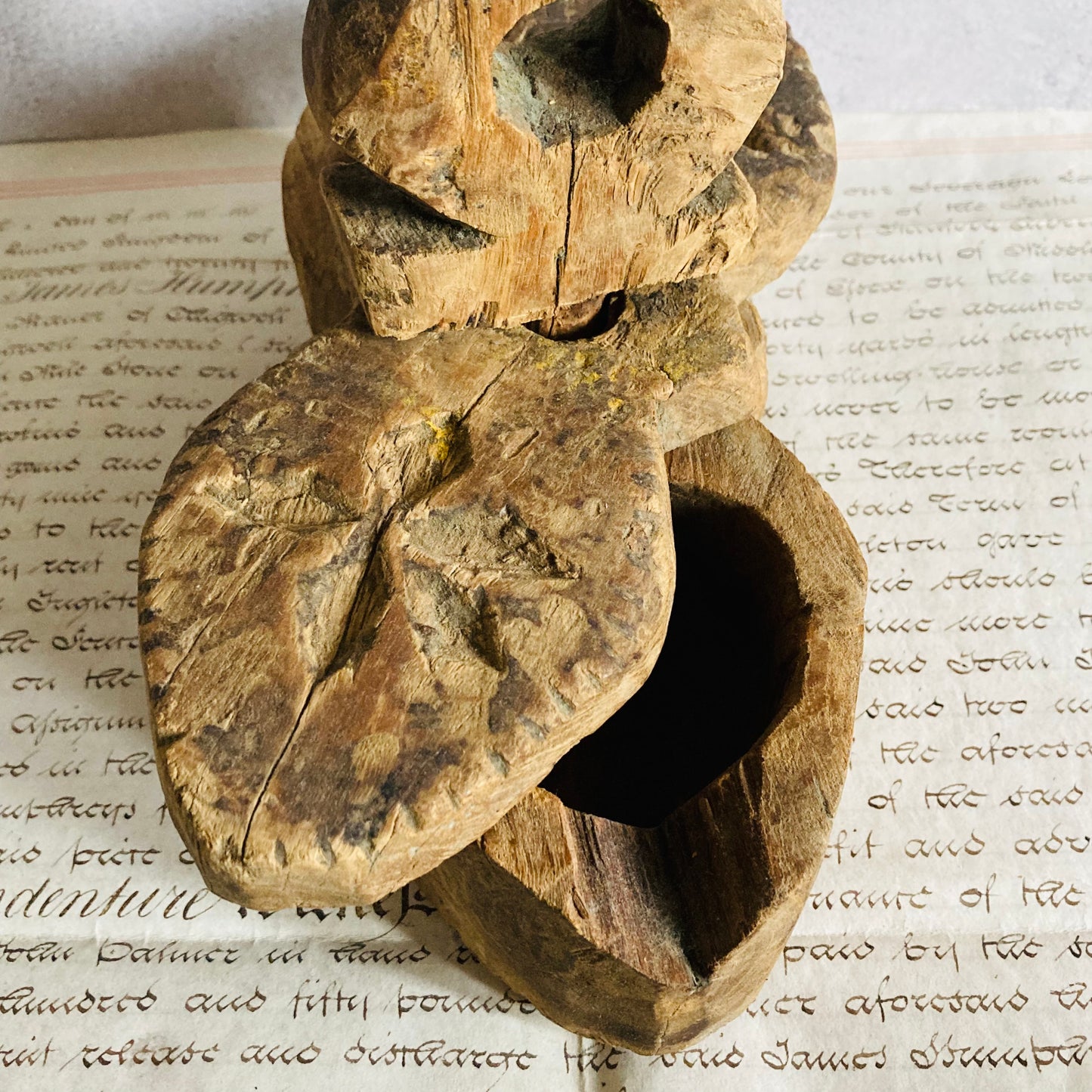 Antique Indian Wooden Spice Box Swivel Lid