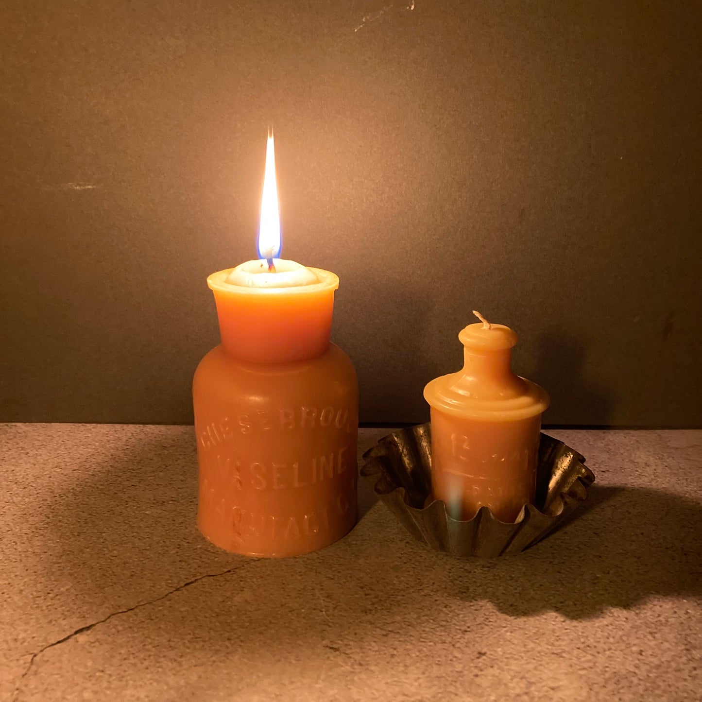 Handmade Beeswax Candles in Antique Bottle Designs