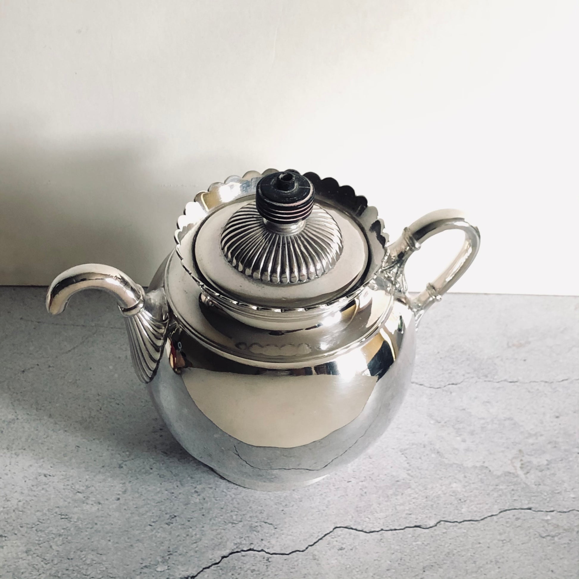 Antique Silver Unusual Teapot Push Pour Teapot James Dixon & Sons