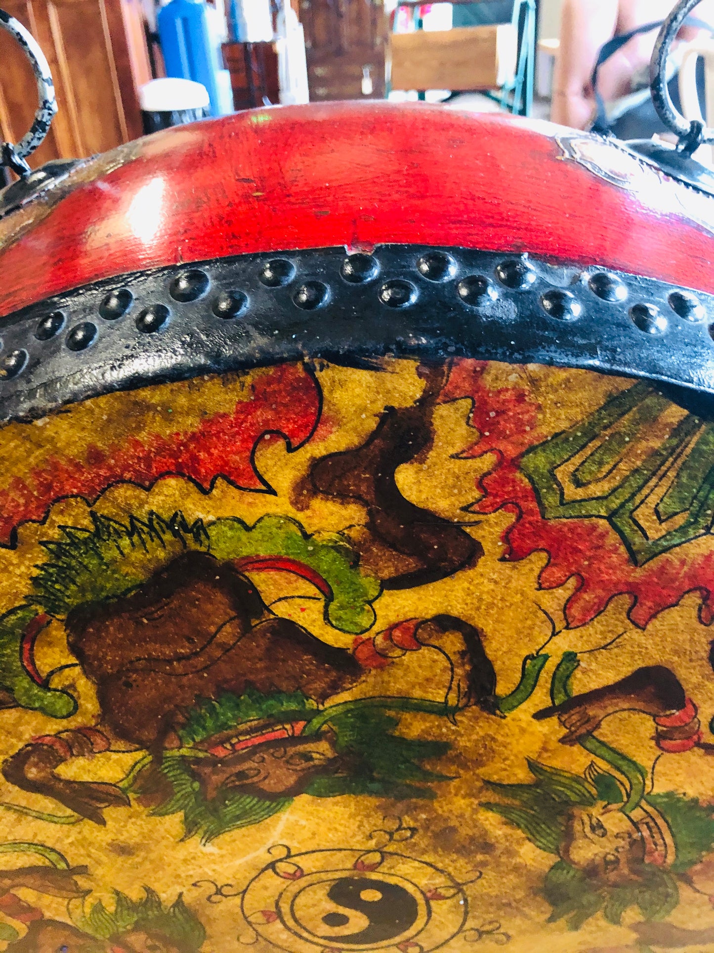 Vintage Tibetan Prayer Drum On A Stand