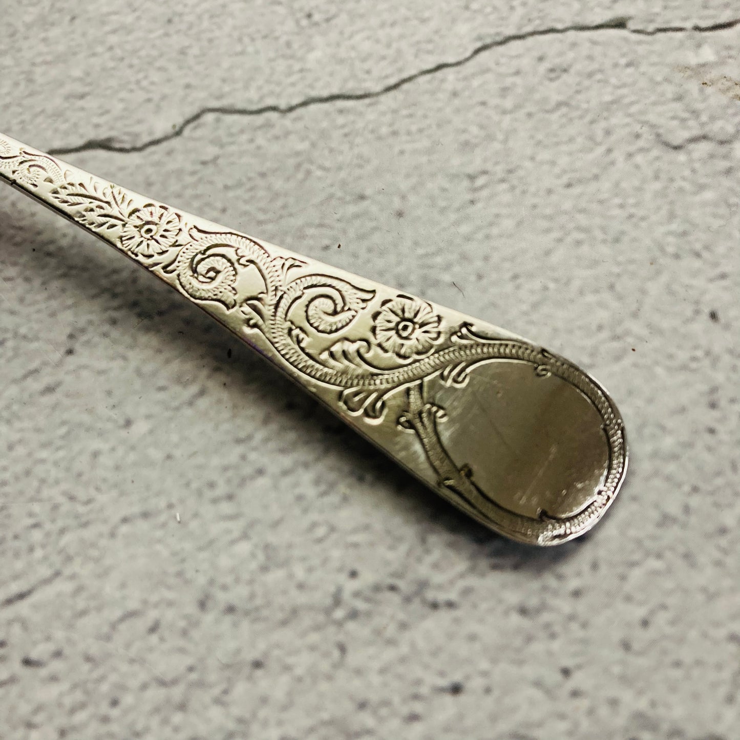 Antique Silver Fully Engraved Spoon Birmingham 1887