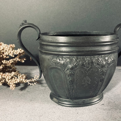 Antique English Pewter Engraved Sugar Bowls