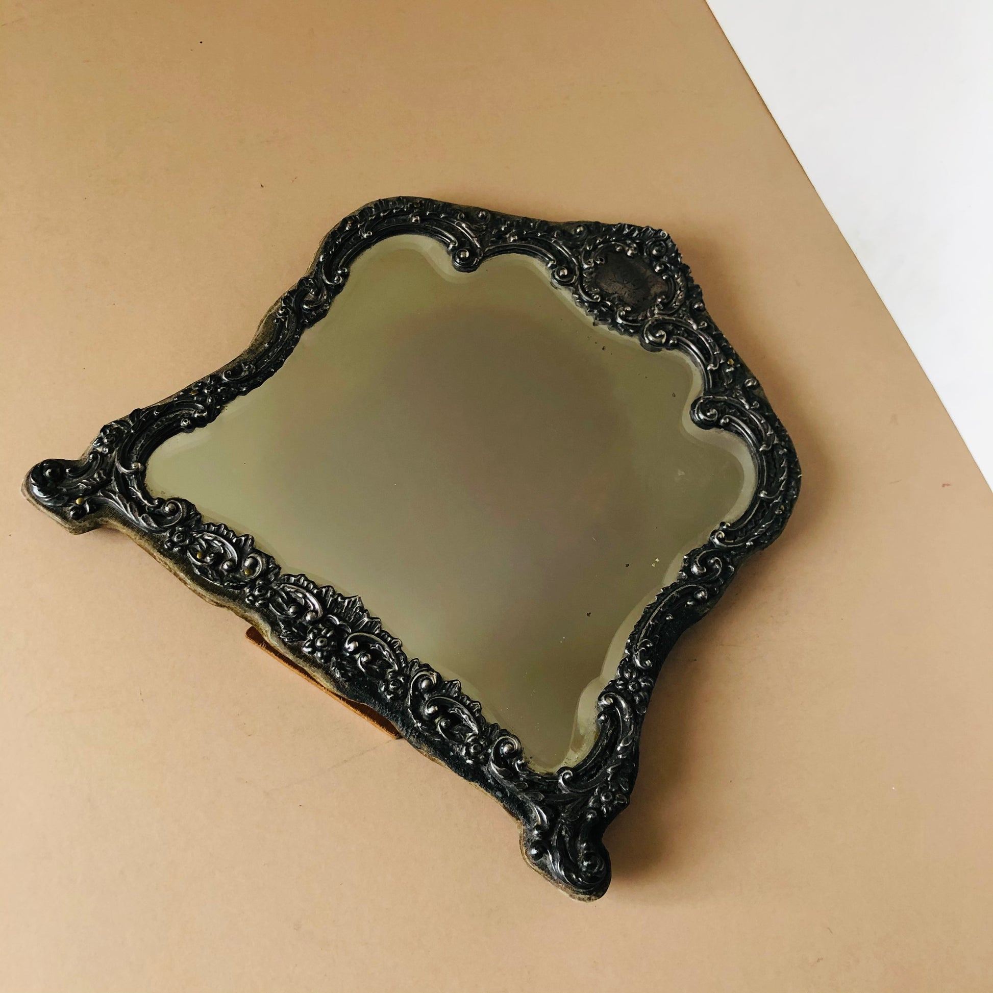 antique silver dressing table mirror Vintage Dressing Table Solid Silver Mirror in Antique Silver Desk Accessories