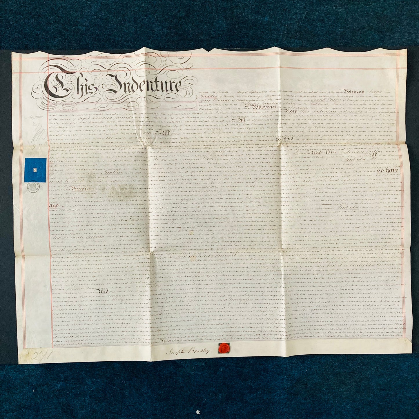  Antique Vellum Indenture Manuscript Document