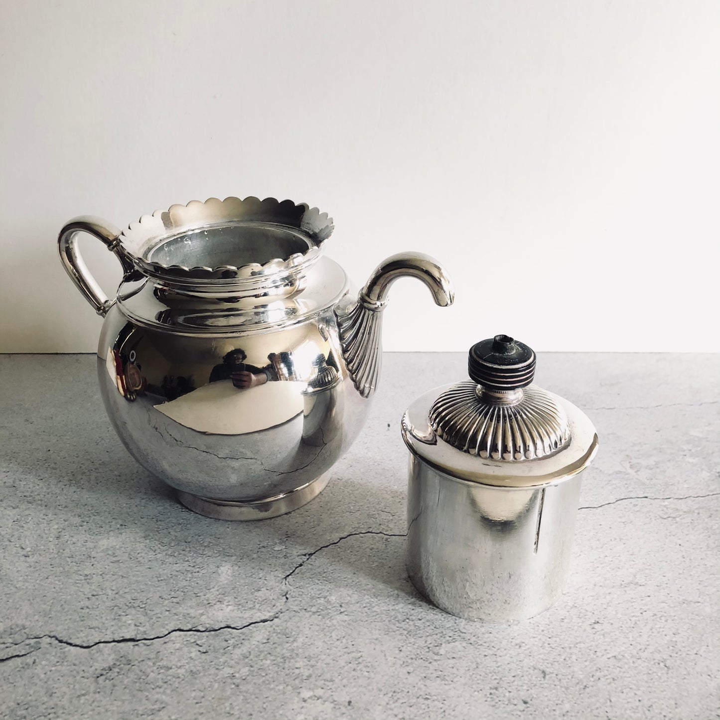 Antique Silver Unusual Teapot Push Pour Teapot James Dixon & Sons