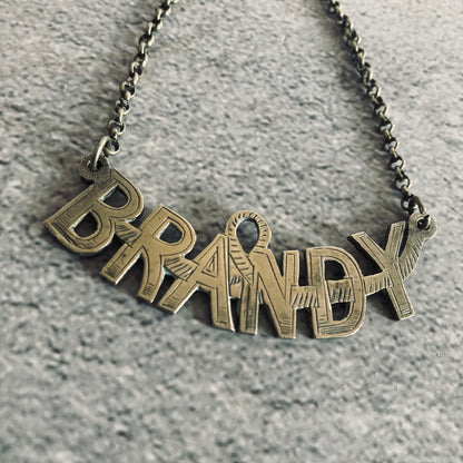 Antique Silver Decanter Bottle Label Brandy