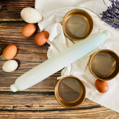 Victorian Milk Glass Rolling Pin | Country Farmhouse Kitchen Decor