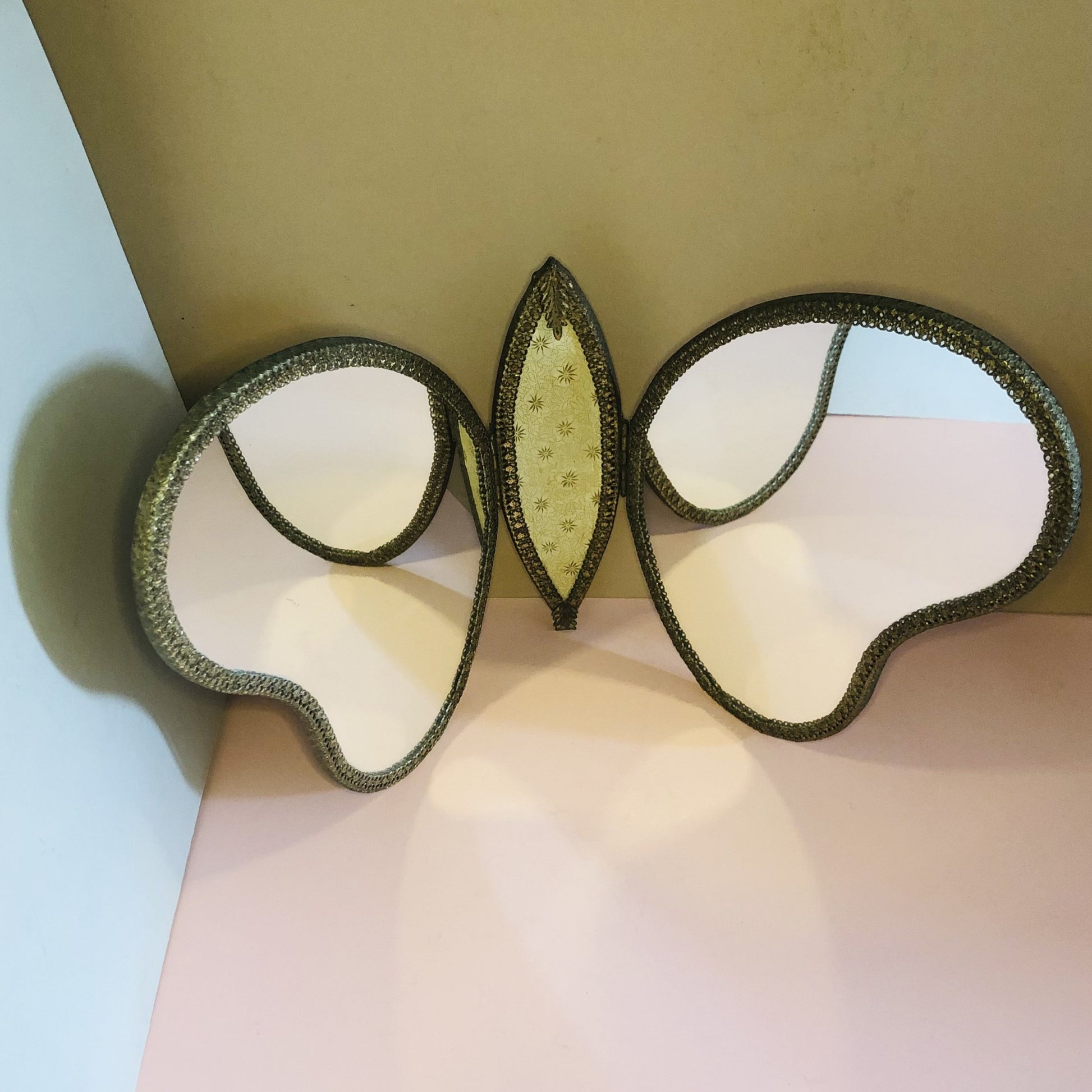 Vintage Triptych Butterfly Mirror | Very Rare Dressing Table Mirror