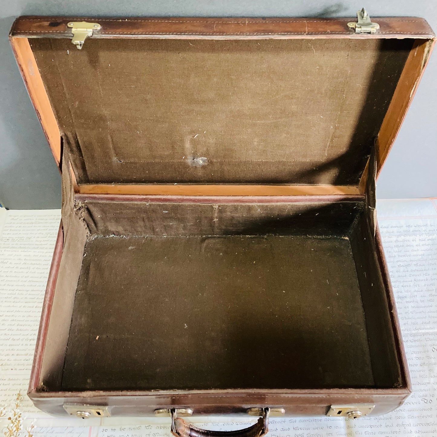 Vintage Brown Leather Suitcase