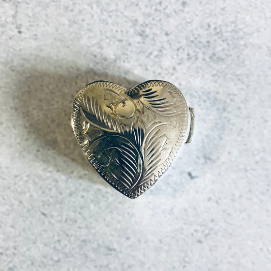 Vintage Sterling Silver Pill Box Heart Shape