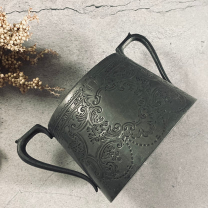 Antique English Pewter Engraved Sugar Bowls