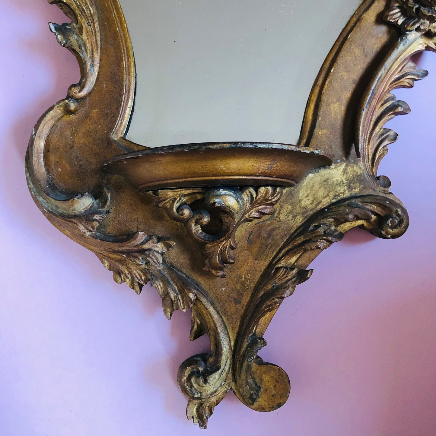 French Antique Wooden Carved Rococo Wall Mirror