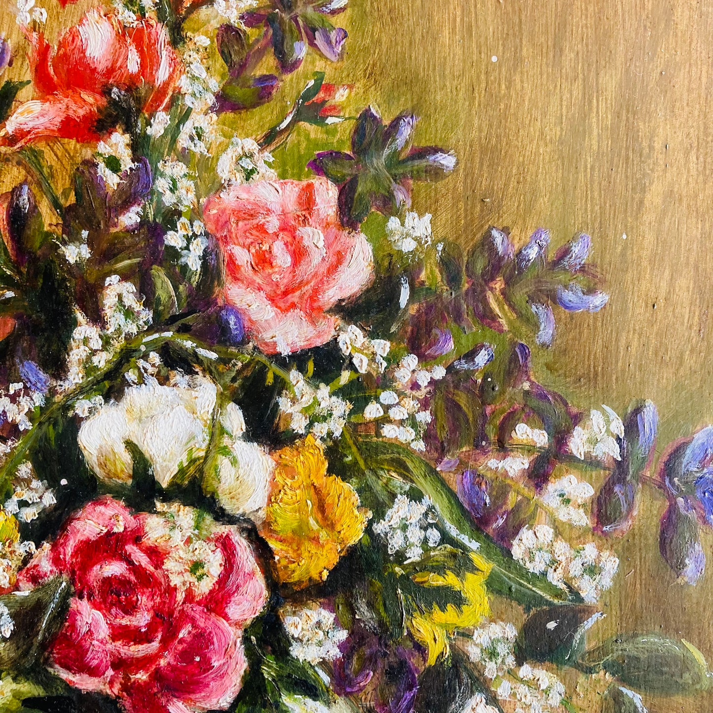 Oil On Board Floral Painting