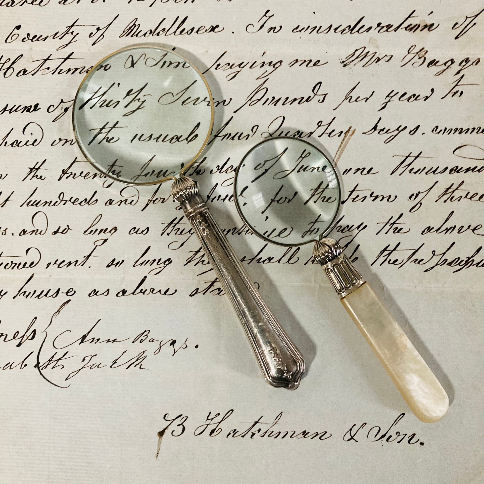 Magnifying Glass with Antique Cutlery Handles