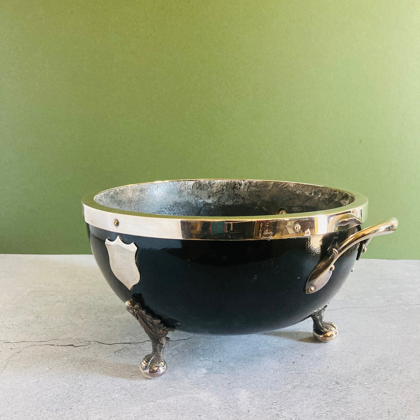 Antique and Awesome Wooden and Silver Salad Trophy Bowl