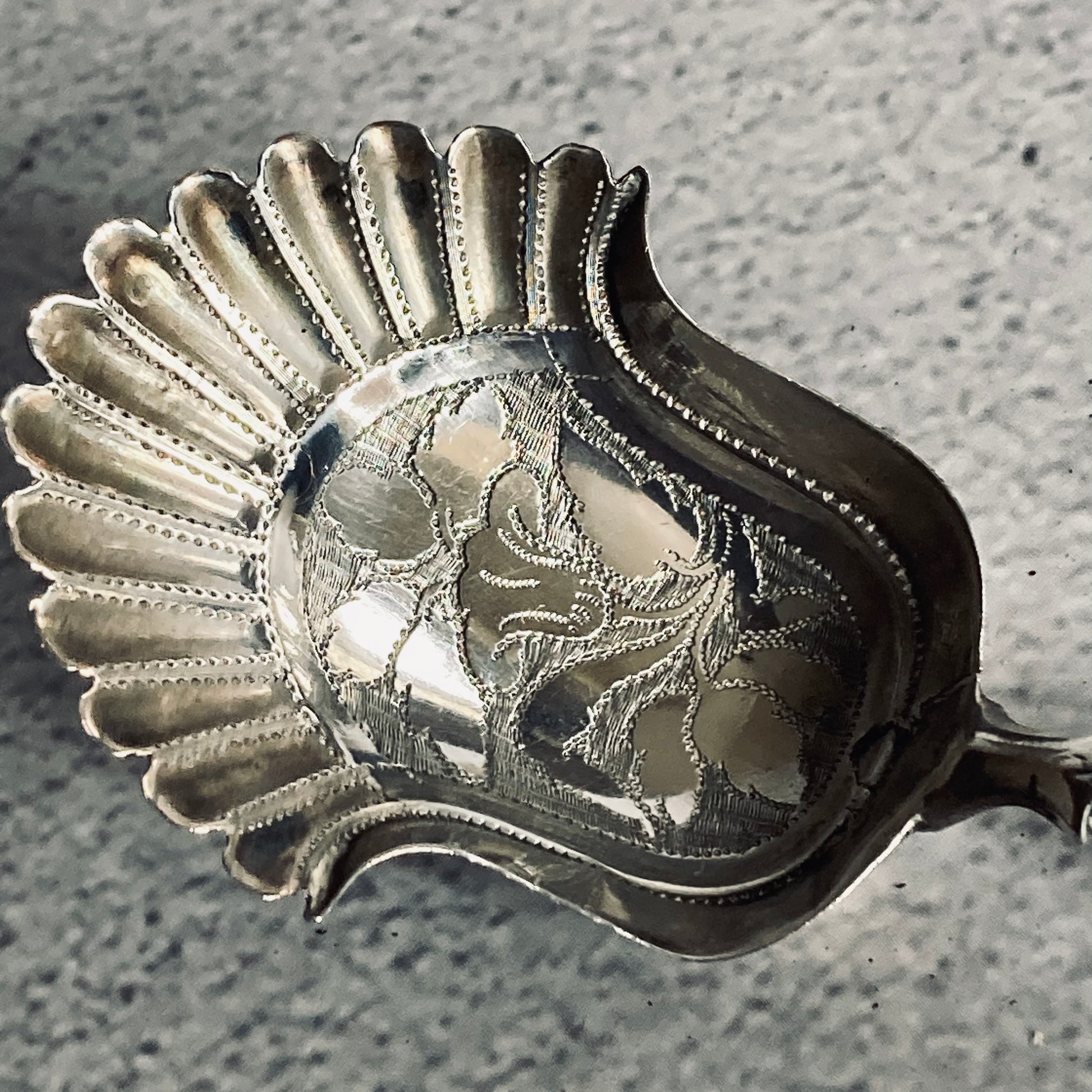 Georgian Sterling Silver Engraved Caddy Spoon Birmingham 1819