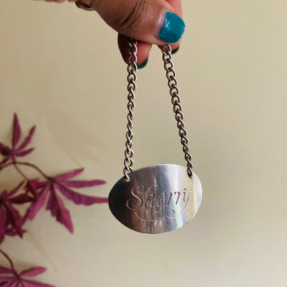 Sterling Silver Sherry Decanter Bottle Label