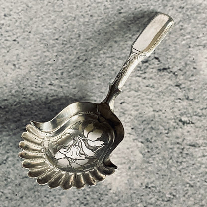 Georgian Sterling Silver Engraved Caddy Spoon Birmingham 1819