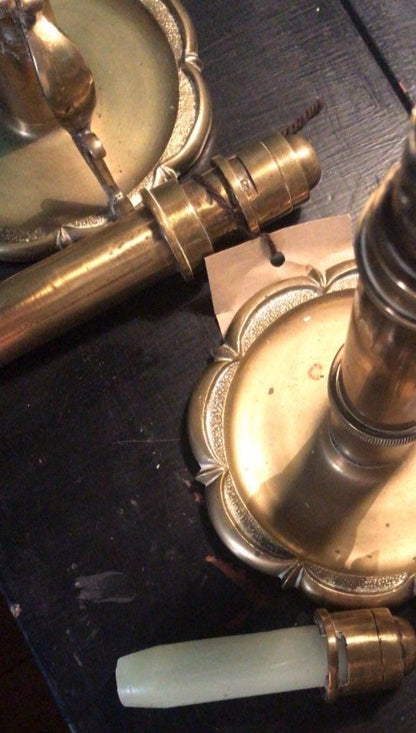 Antique Brass Spring Loaded Candlesticks