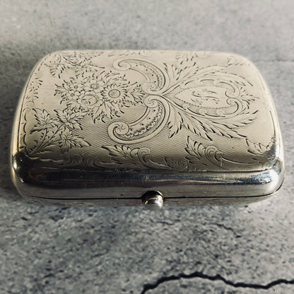 Antique Sterling Silver Card Case Beautiful Engraving Birmingham 1894