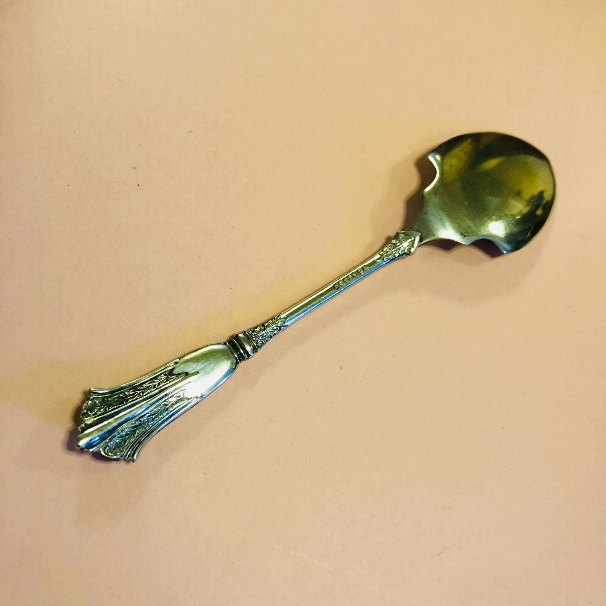 Antique Engraved Jam / Dessert Spoon