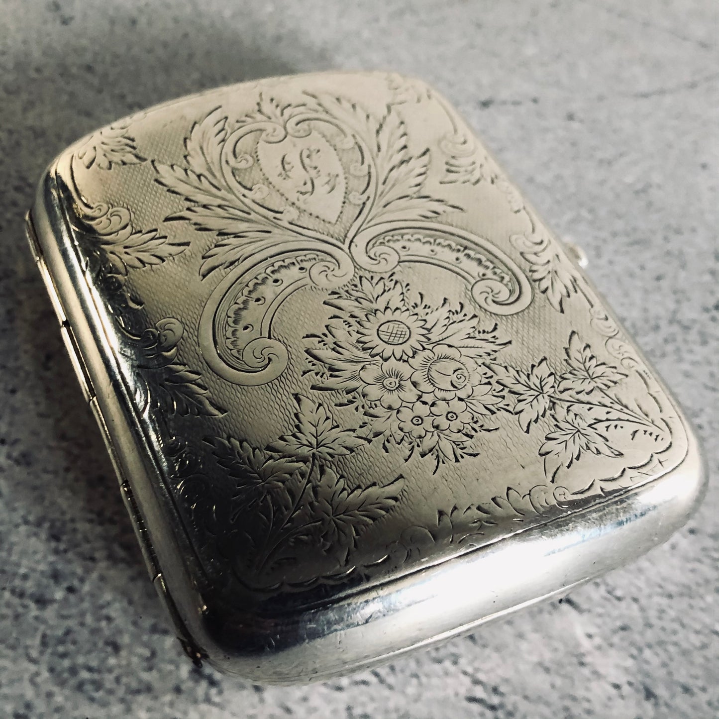 Antique Sterling Silver Card Case Beautiful Engraving Birmingham 1894