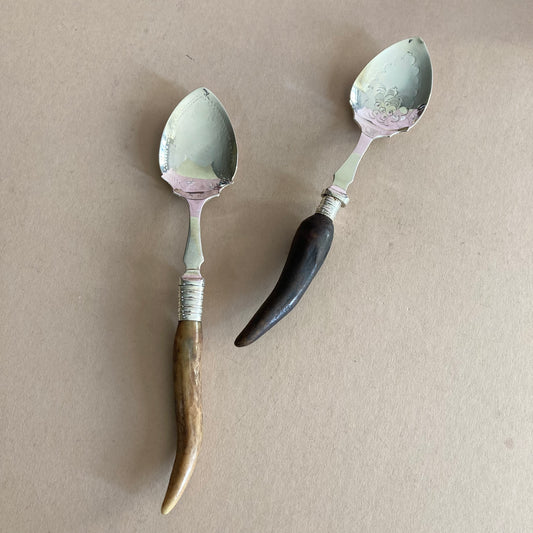 Antique Silver Stag Horn Jam Spoons 