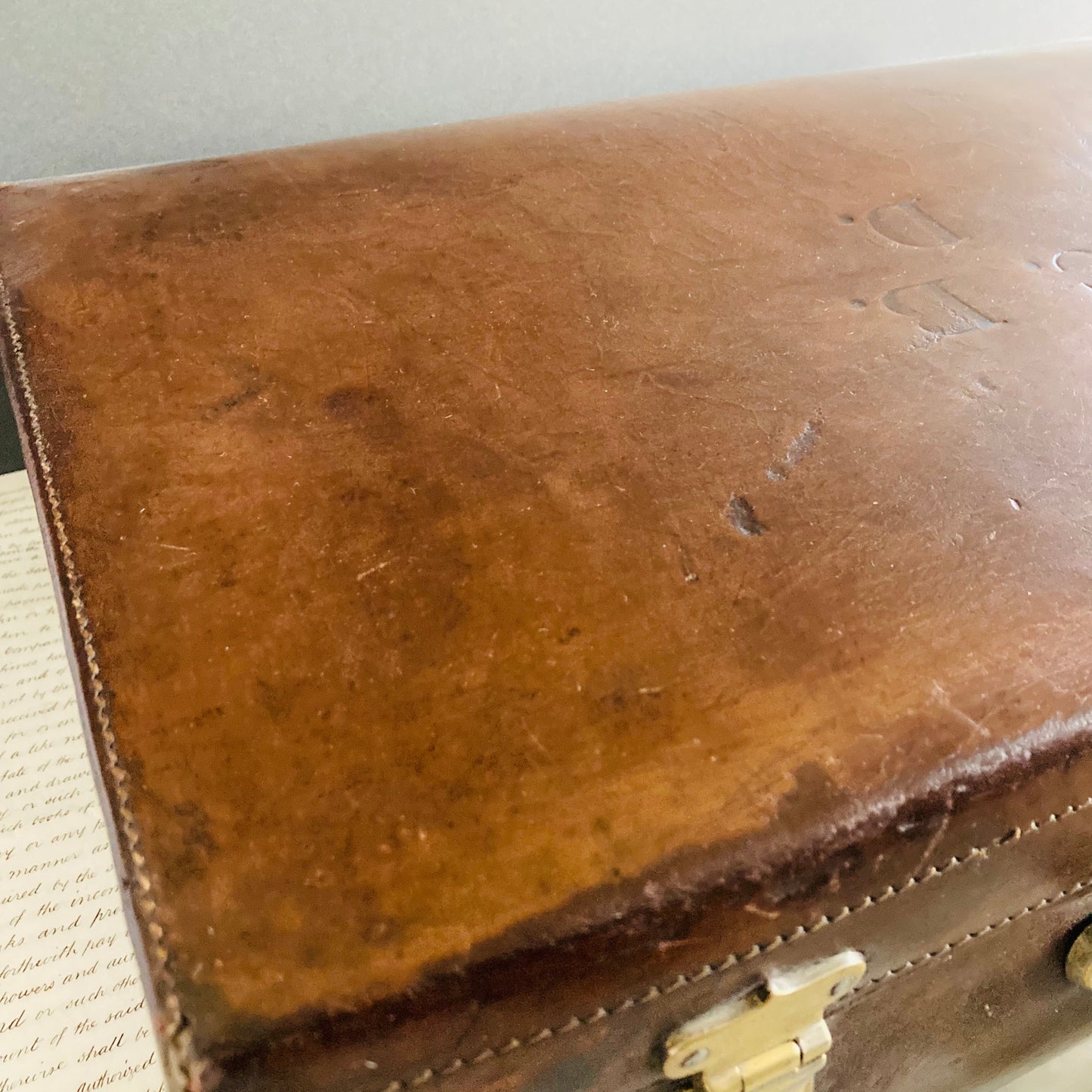 Vintage Brown Leather Suitcase