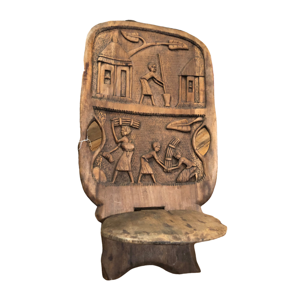 Antique African Birthing Chair / Hand Carved Wood Birthing Labor Chair