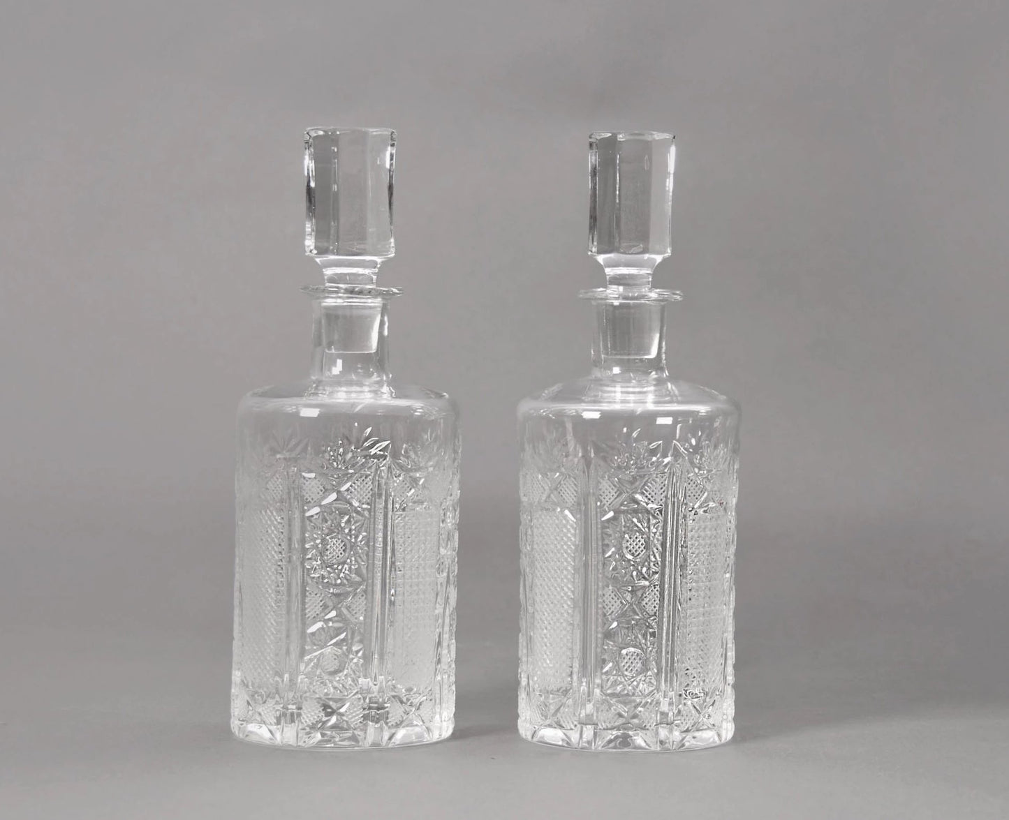 The Artist Charlotte - Pair of Vintage Crystal Cut Decanters