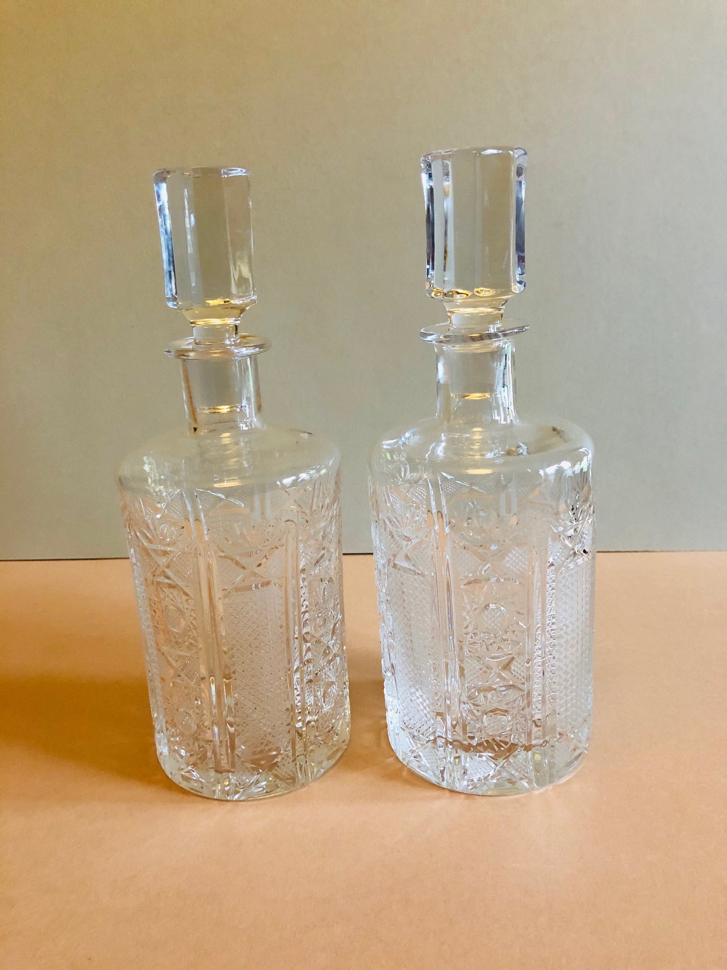 The Artist Charlotte - Pair of Vintage Crystal Cut Decanters