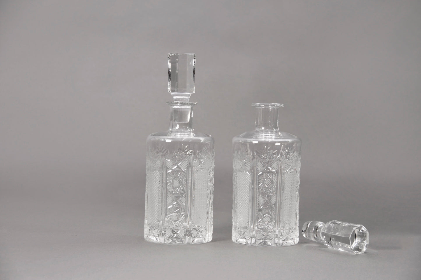 The Artist Charlotte - Pair of Vintage Crystal Cut Decanters