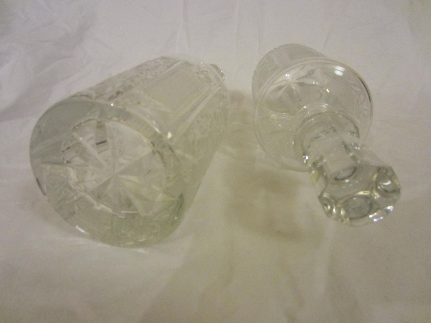 The Artist Charlotte - Pair of Vintage Crystal Cut Decanters