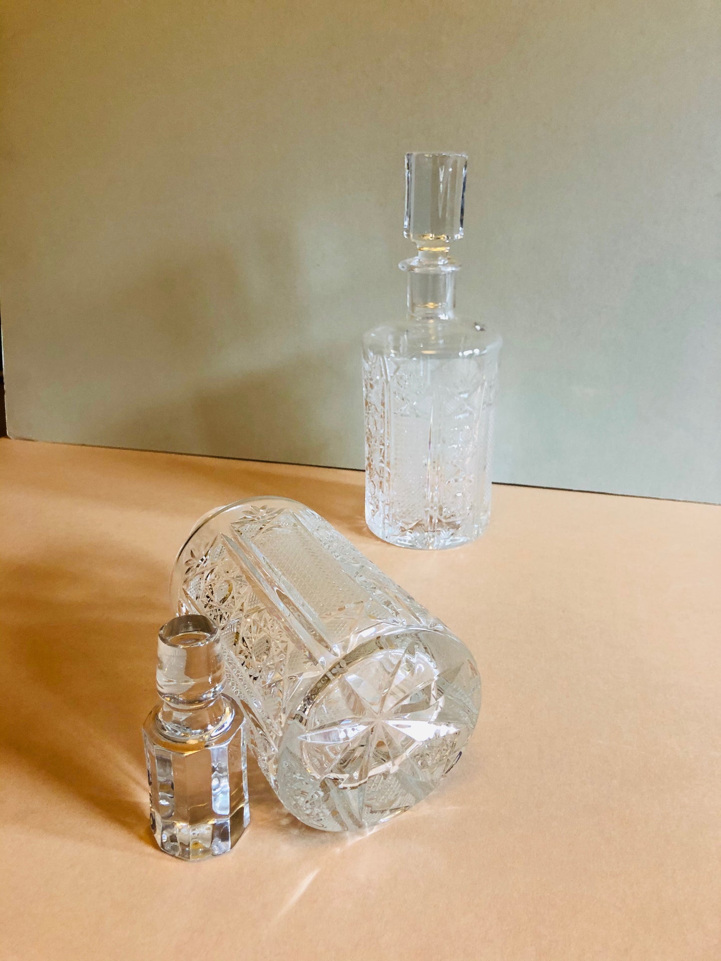 The Artist Charlotte - Pair of Vintage Crystal Cut Decanters