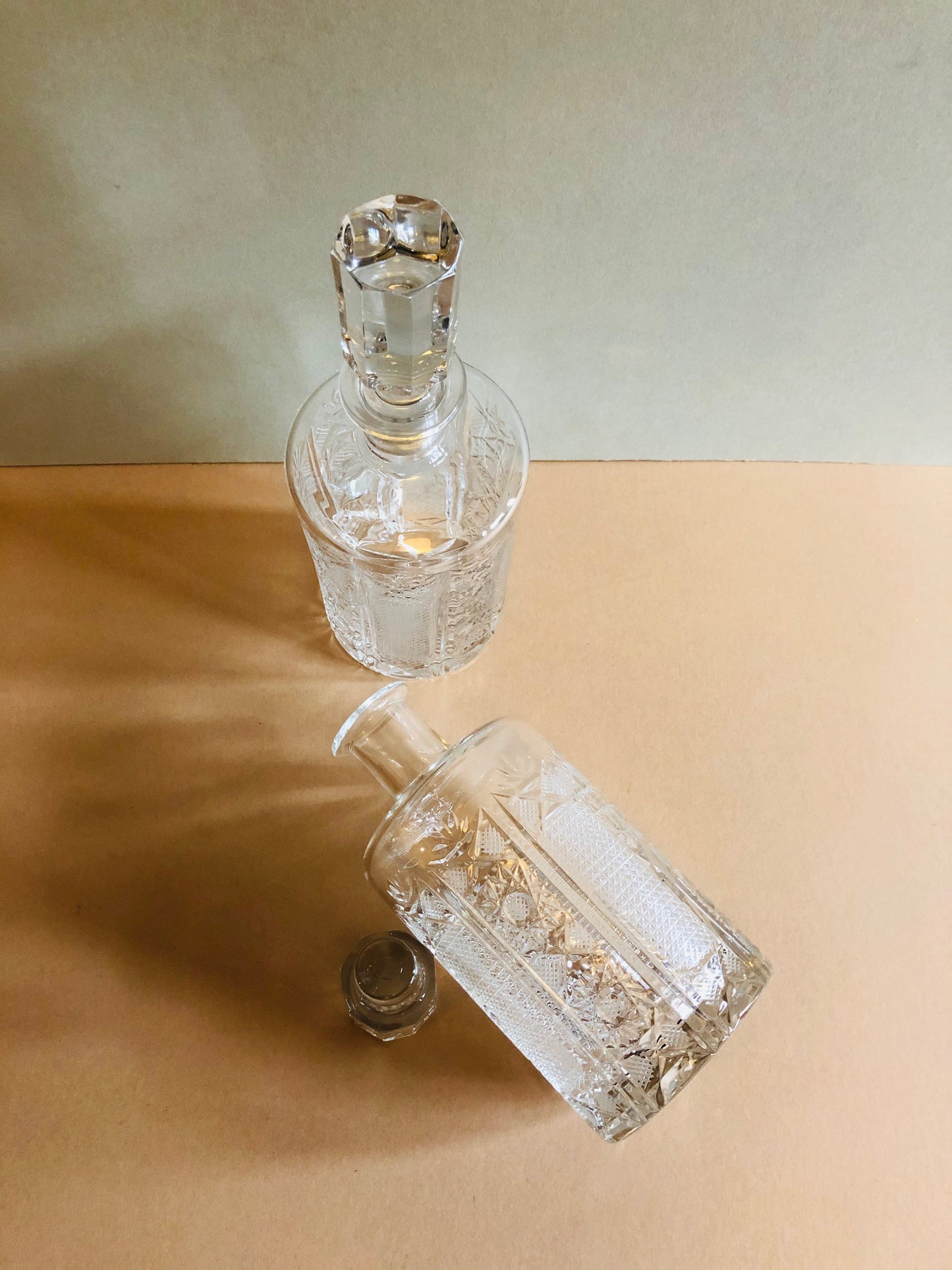 The Artist Charlotte - Pair of Vintage Crystal Cut Decanters