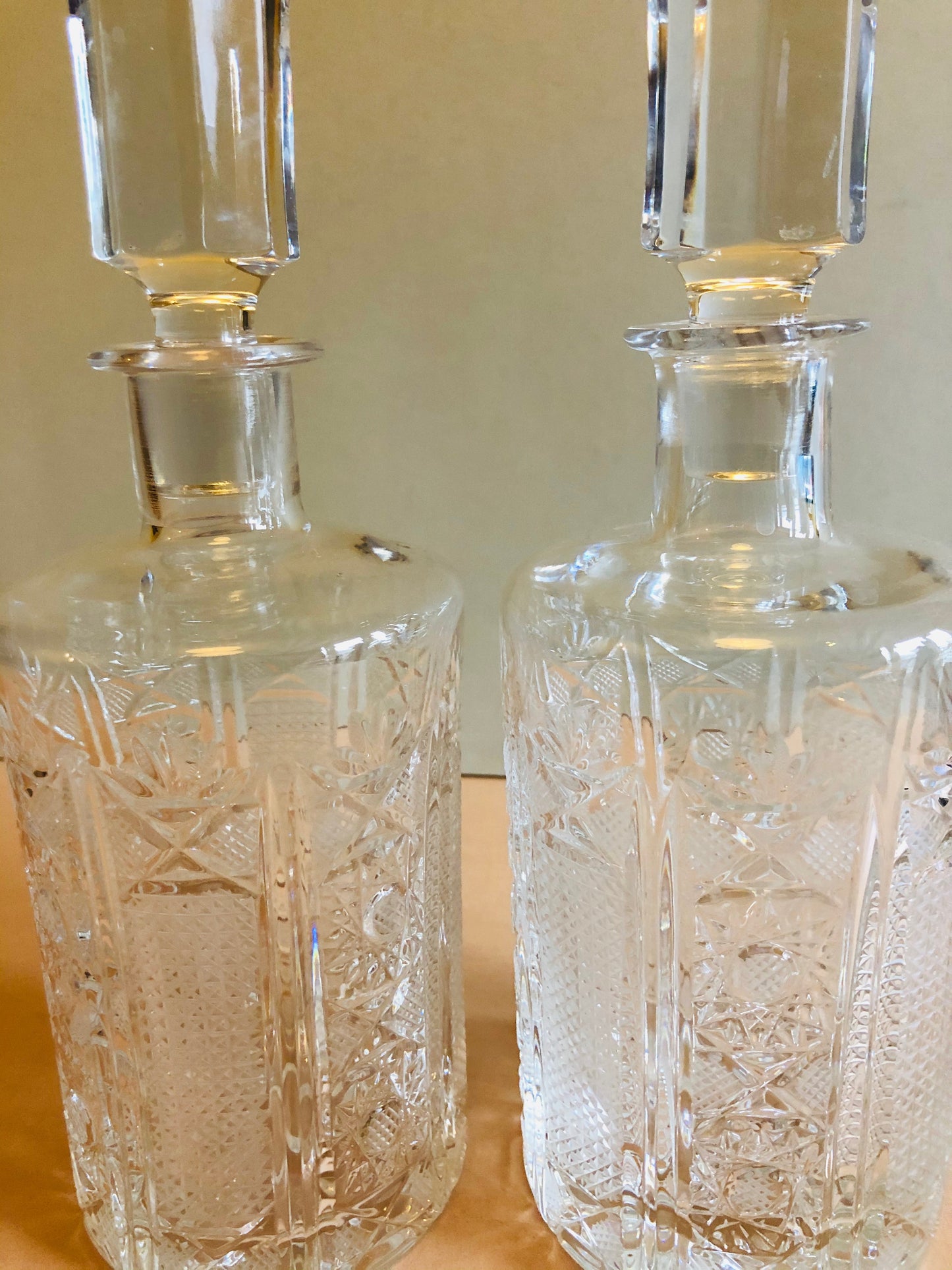 The Artist Charlotte - Pair of Vintage Crystal Cut Decanters