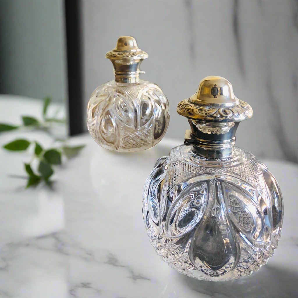 The Artist Peyton - Pair of Antique Silver Topped Perfume Bottles