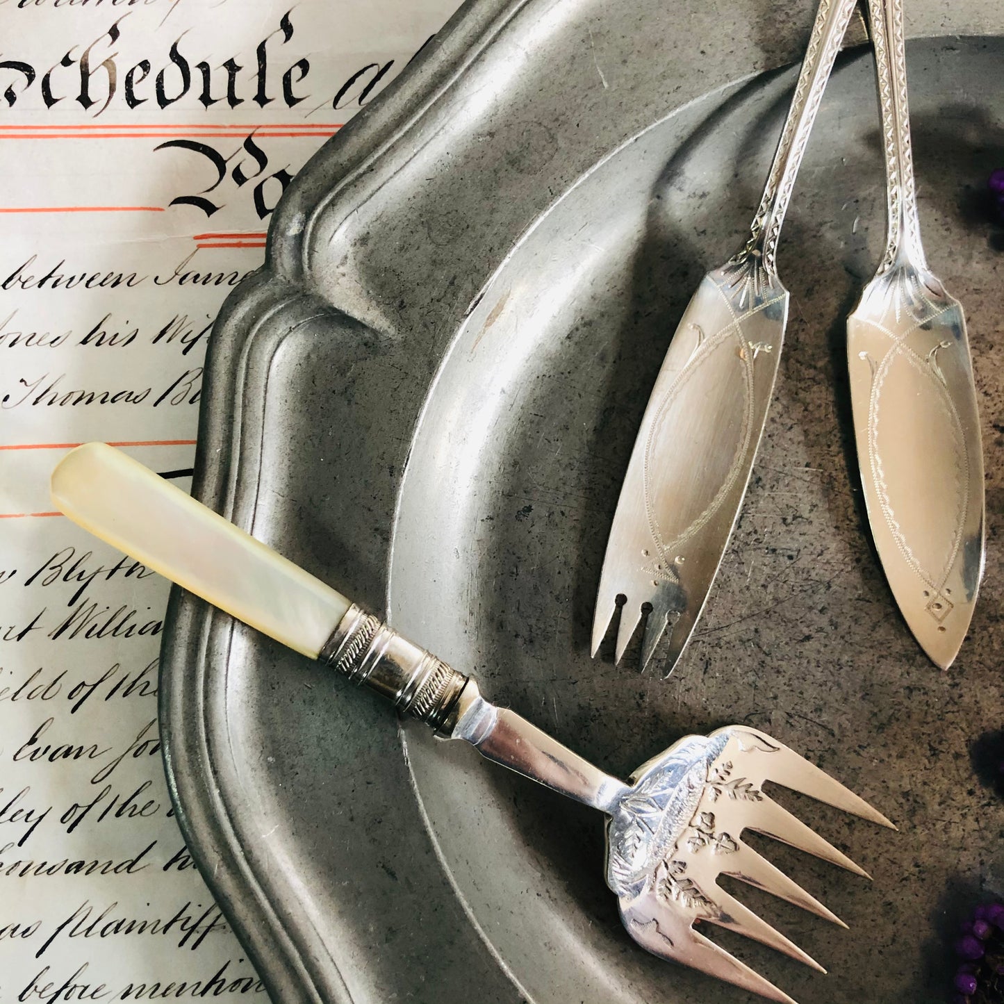 Antique Silver Fish / Shellfish Cutlery Set | Perfect Wedding Gift