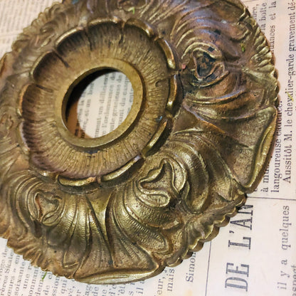 Decorative Round Brass Door Bell Plate / Brass Architectural Salvage