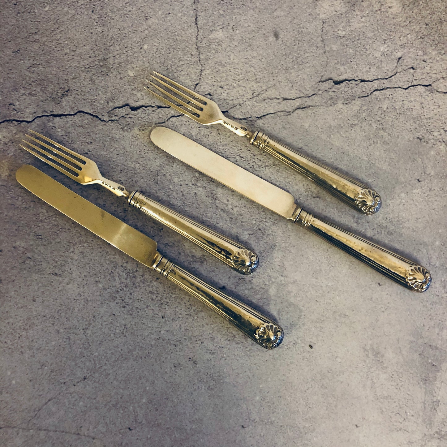 The Headhunter Scott - Antique Silver Table Knife & Fork Duo