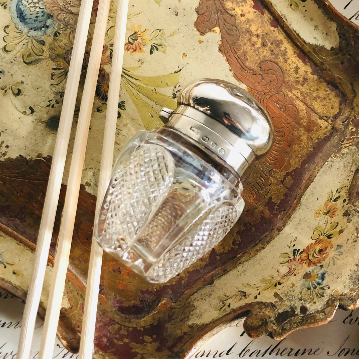 Antique Silver Topped Scent Bottle | Vanity Bottle Birmingham 1886