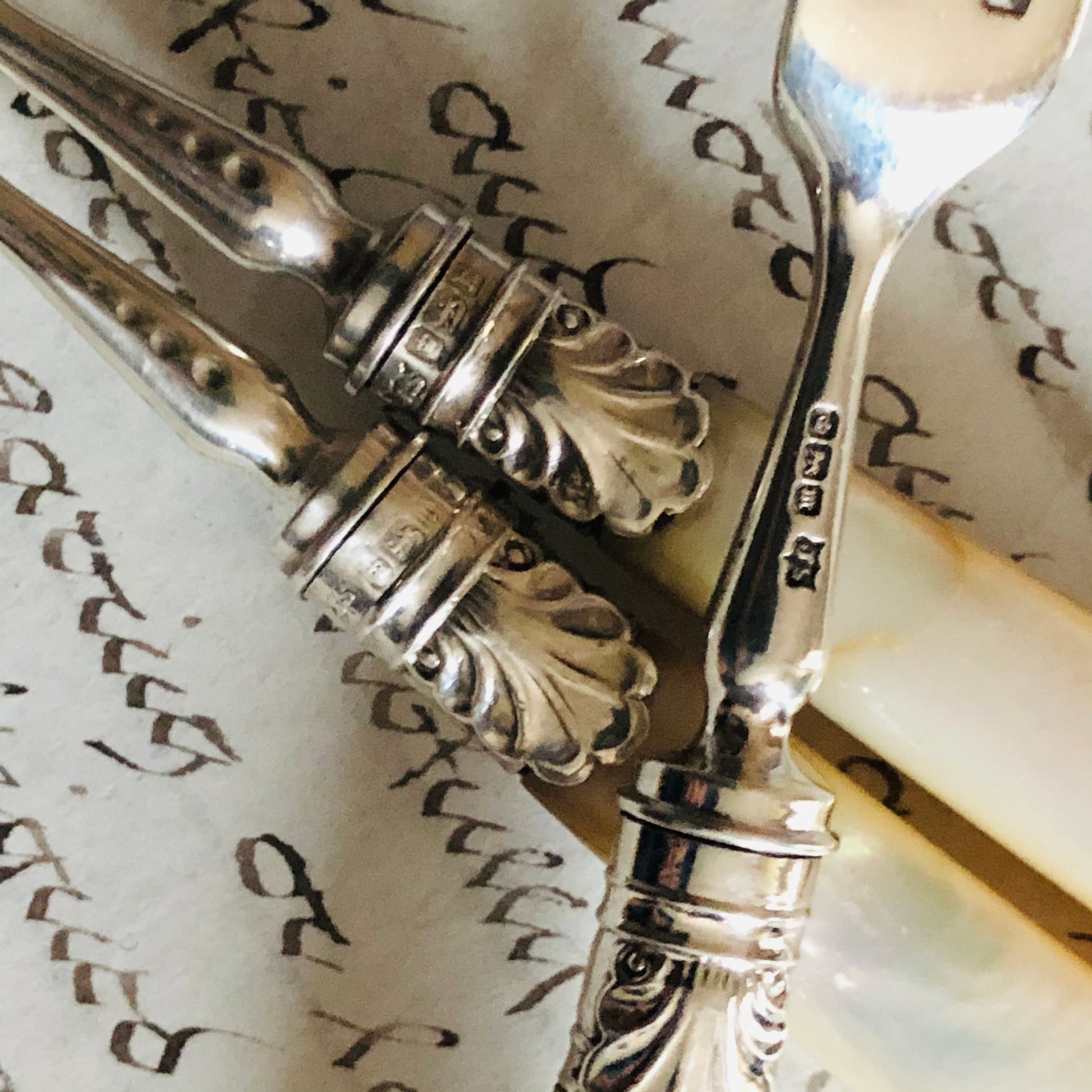 Antique Silver Mother Of Pearl Handle Forks | Cheese Board Accessory