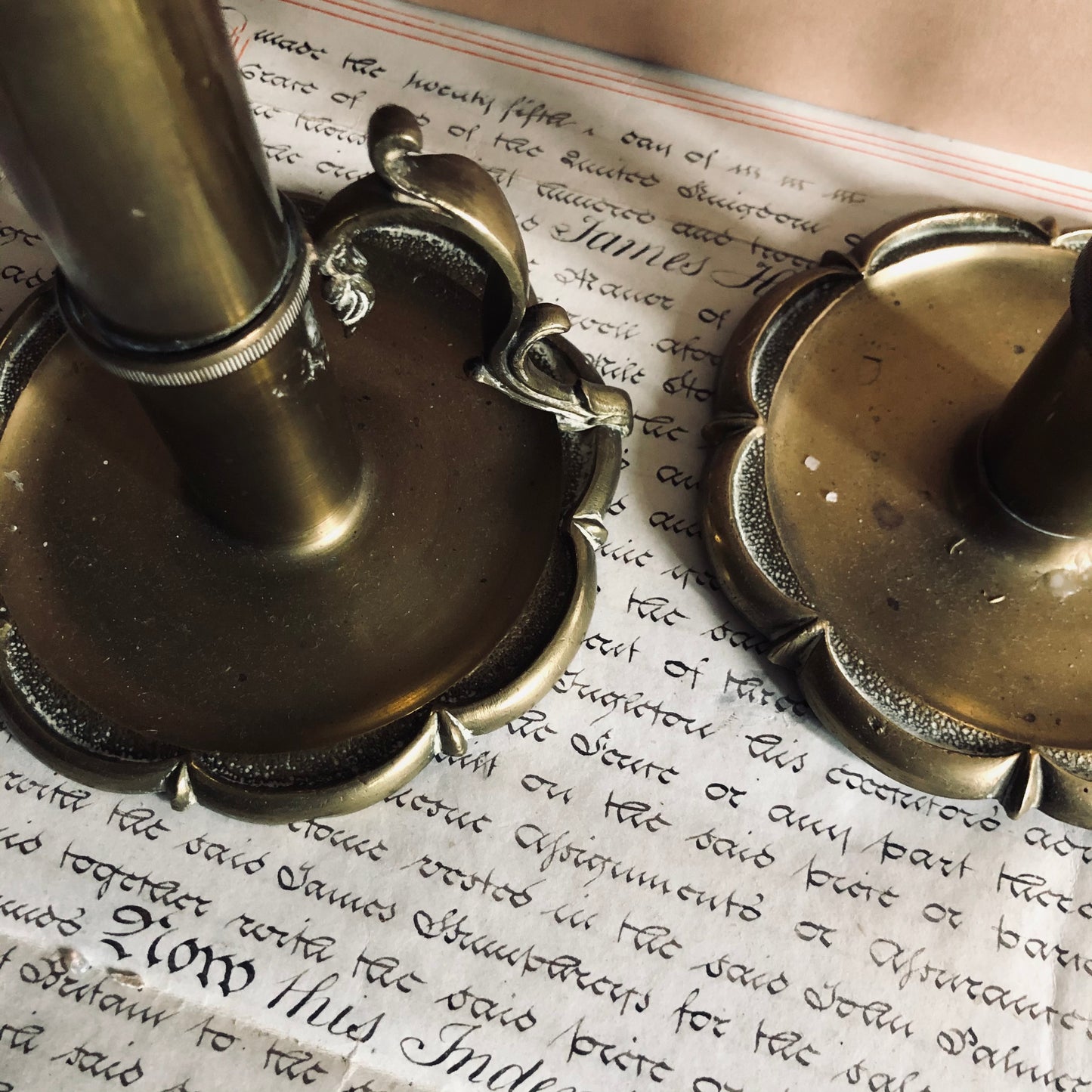 Antique Brass Spring Loaded Candlesticks