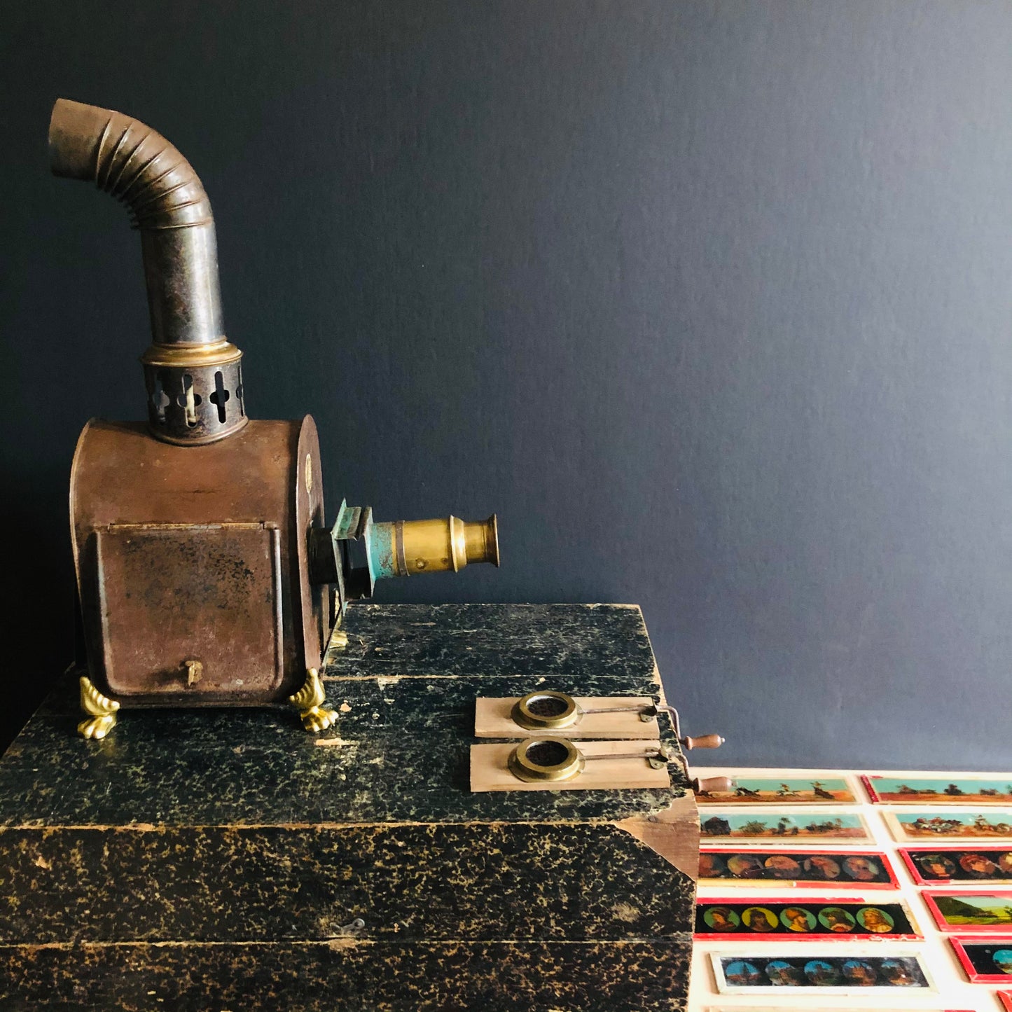 Antique Magic Lantern and Glass Slides 