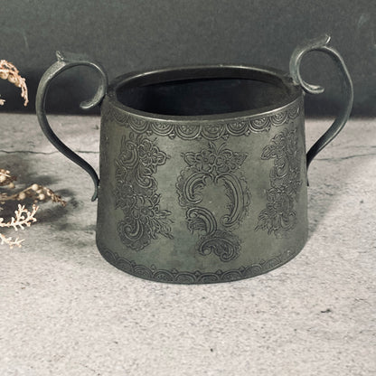 Antique English Pewter Engraved Sugar Bowls