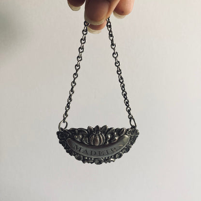 Antique Silver Decanter Bottle Label Madeira