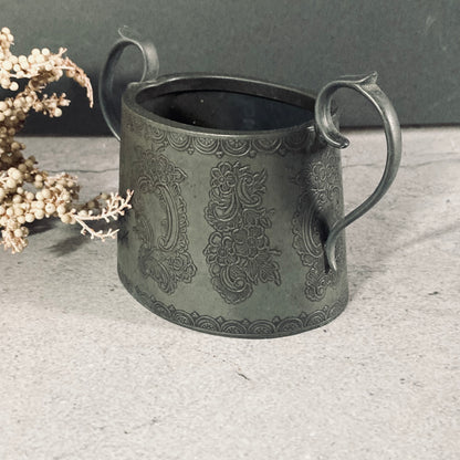 Antique English Pewter Engraved Sugar Bowls