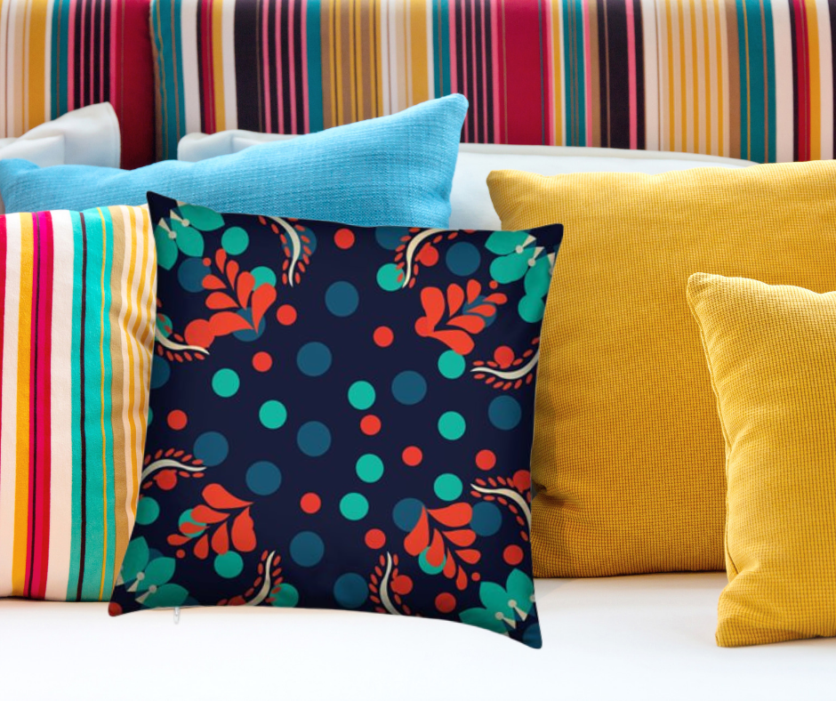 The Sommelier Erin - Cotton Printed Cushion in Folk Design